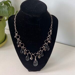 Black & Silver Teardrop Chunky Statement Necklace